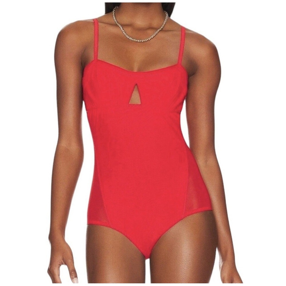 Free People We Are HAH Under The Wire Bodysuit Blood Orange Size Small NWT‎
